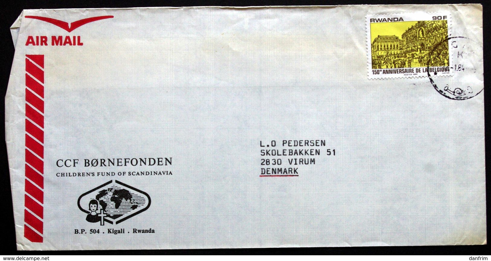 Rwanda Air Mail Cover Children's Foundation  Sent To Denmark  ( Lot 2033 ) - Other & Unclassified