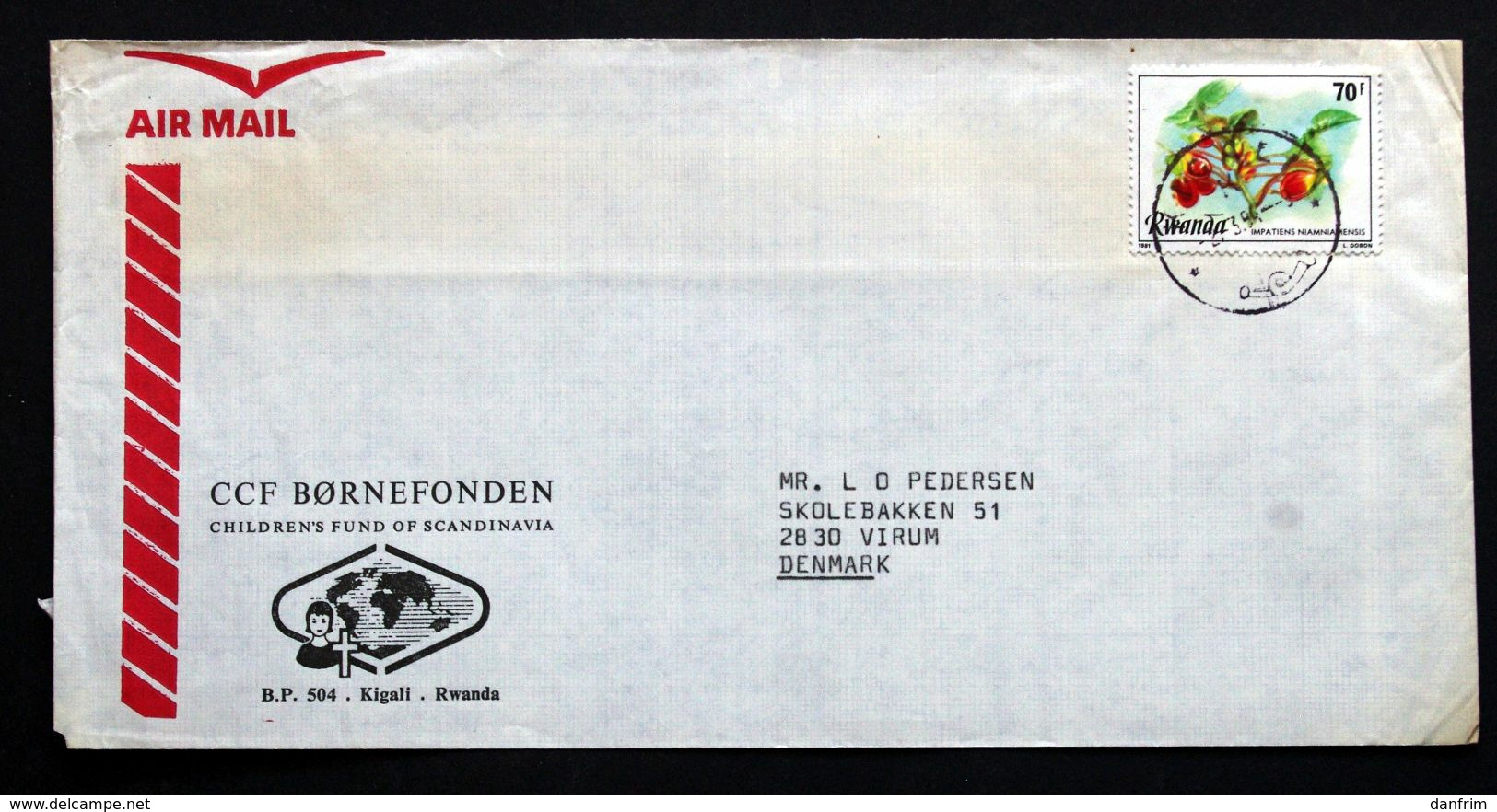 Rwanda Air Mail Cover Children's Foundation  Sent To Denmark  ( Lot 2033 ) - Autres & Non Classés