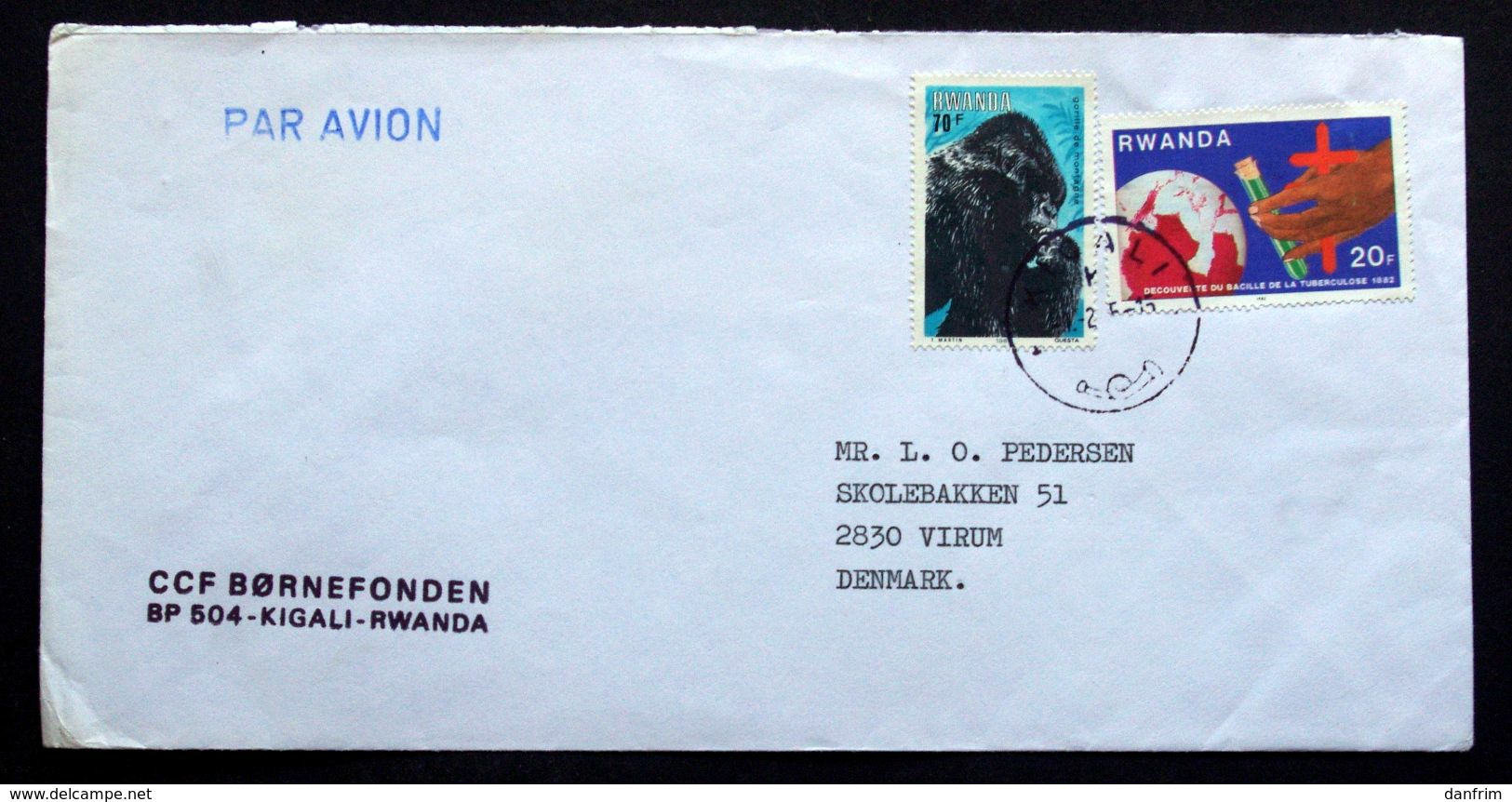 Rwanda Air Mail Cover Children's Foundation  Sent To Denmark  ( Lot 2033 ) - Other & Unclassified