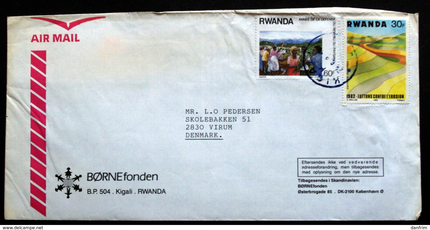 Rwanda Air Mail Cover Children's Foundation  Sent To Denmark  ( Lot 2033 ) - Other & Unclassified