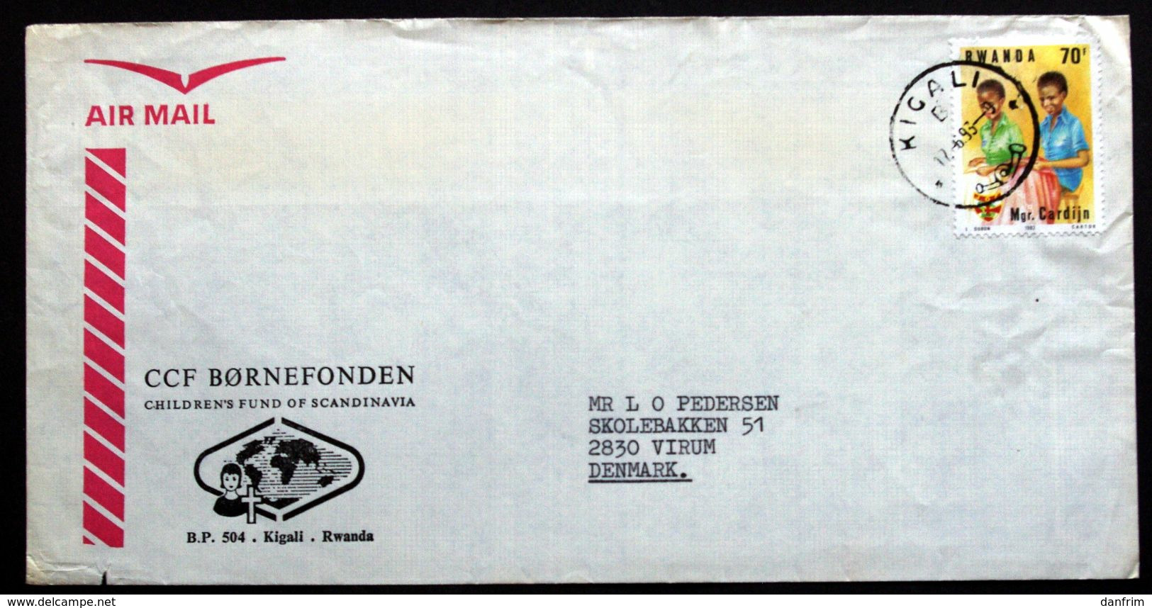 Rwanda Air Mail Cover Children's Foundation  Sent To Denmark  ( Lot 2033 ) - Autres & Non Classés