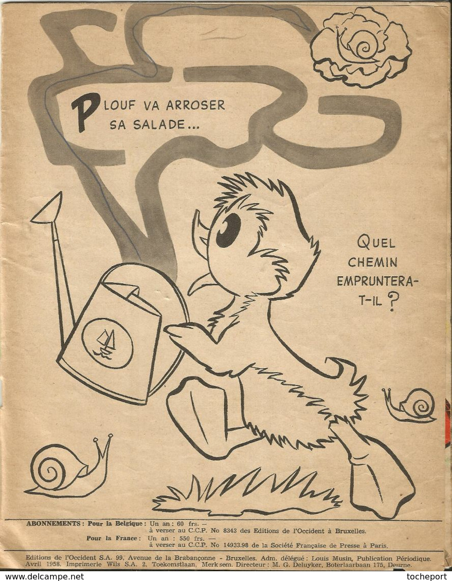 LIVRE  D'ENFANT ARROSOIR LE JOURNAL DE PLOUF N °18  1958 14  PAGES CANARD - Autres & Non Classés