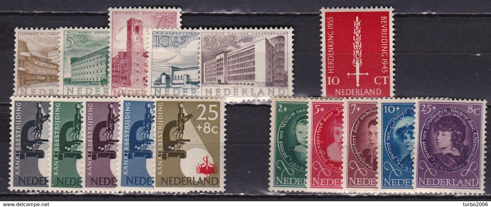1955 Complete Jaargang Postfris NVPH 655 / 670 - Années Complètes