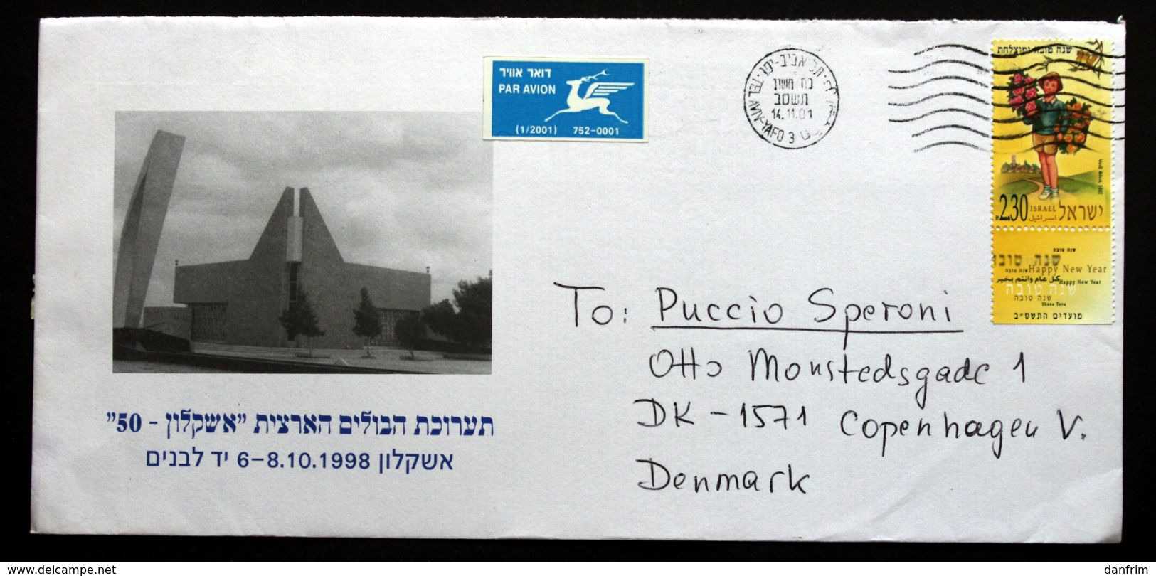 Israel 2001 Cover   To Denmark( Lot 2090) - Covers & Documents