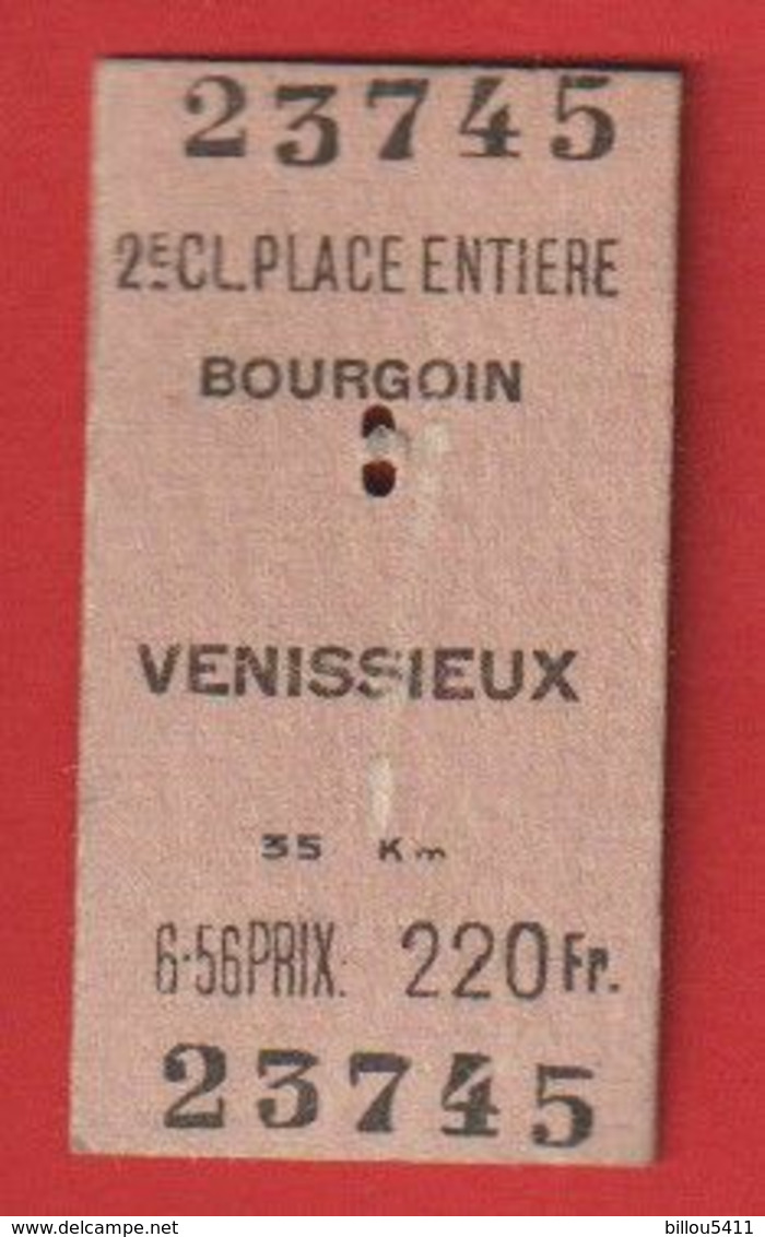 Ticket De Transport  Bourgoin Venissieux  Prix 220 F - Europa