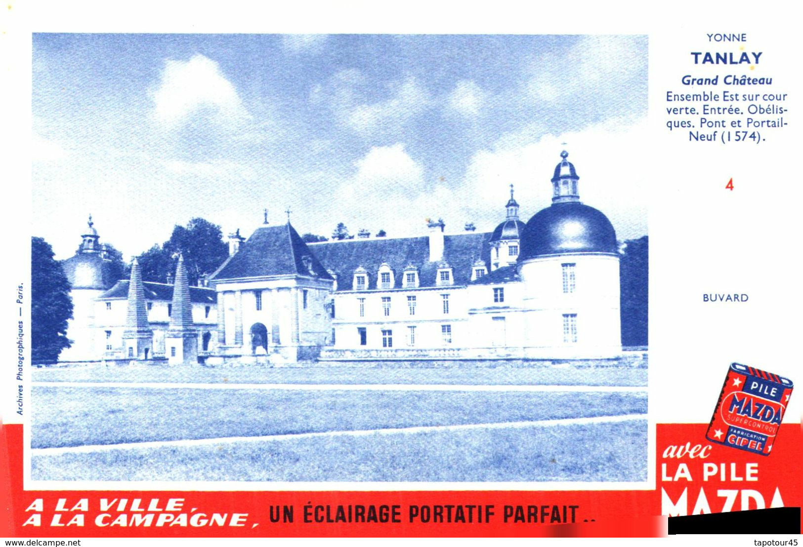 Pil M/ Buvard Pile MAZDA " Château De Tanlay" (N=4) - Batterien