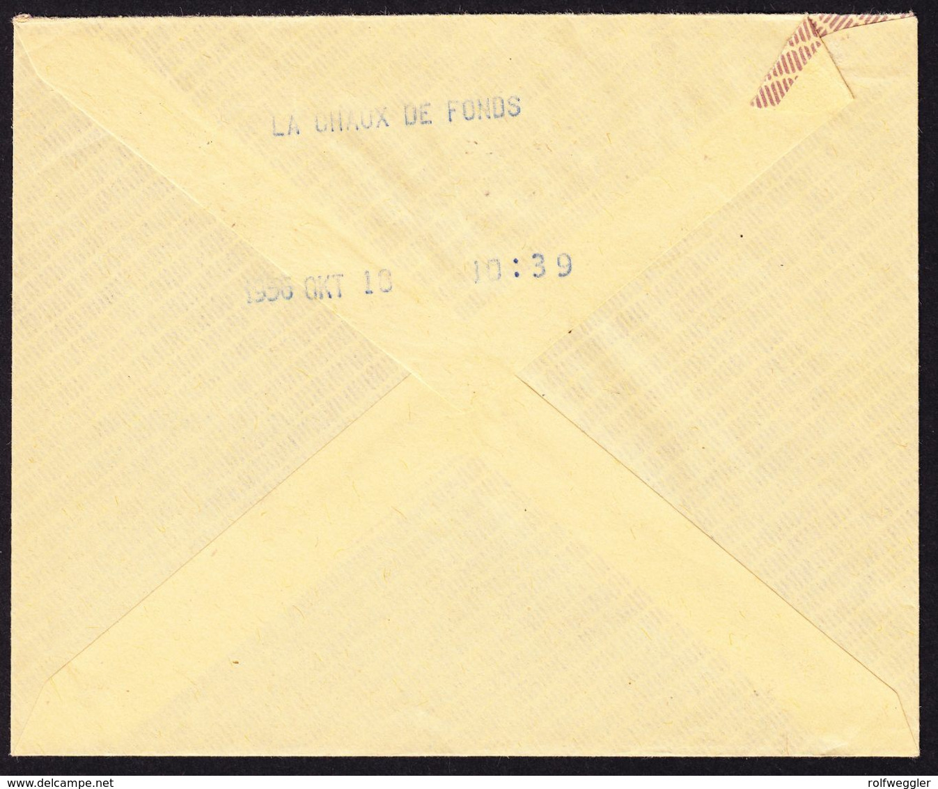 1956 Grünes Telegramm-Couvert Mit Stempel La-Chaux-de-Fonds. Mit Label "Brieftelegramm" - Télégraphe