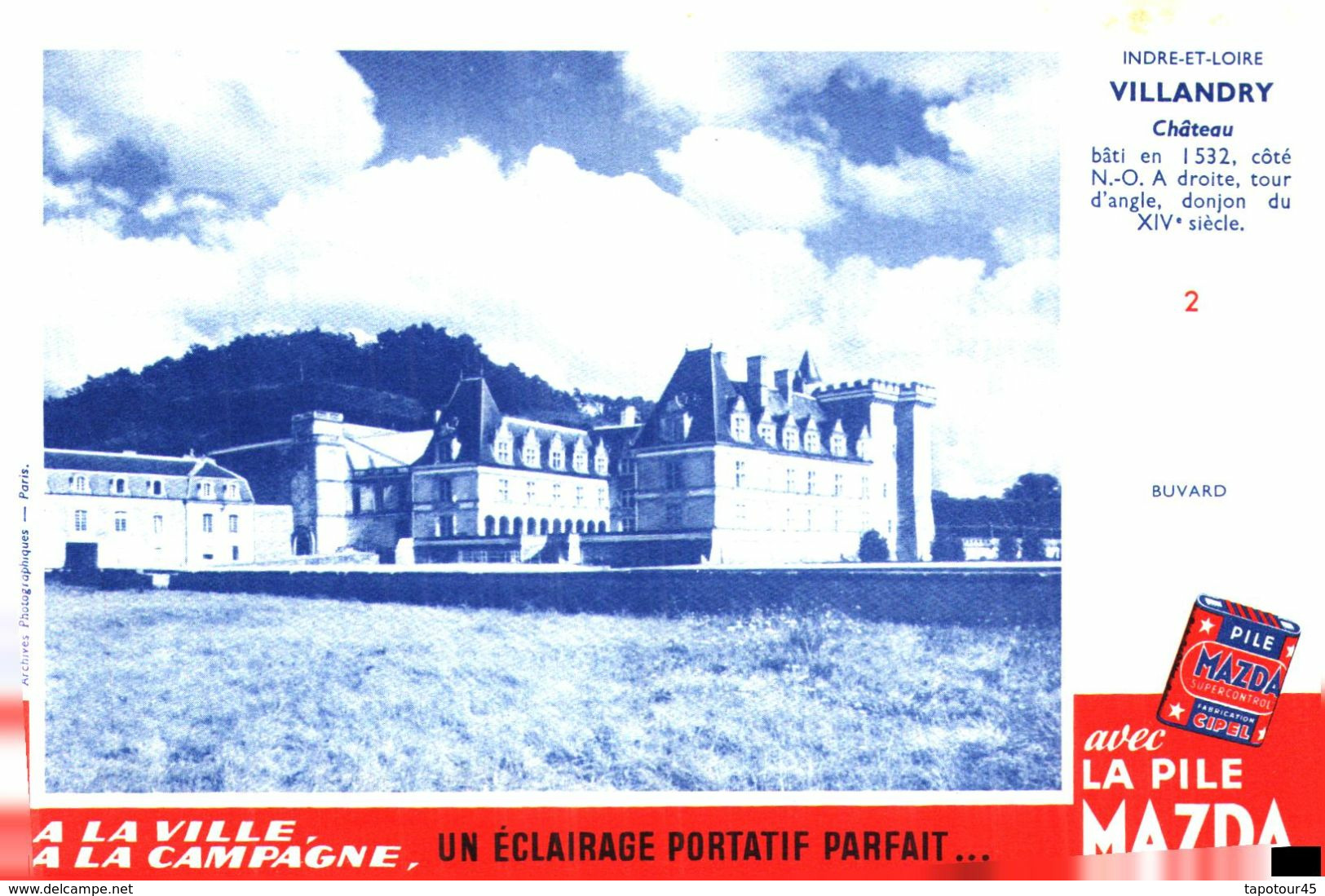 Pil M/ Buvard Pile MAZDA " Château De Villandry" (N=2) - Batterie