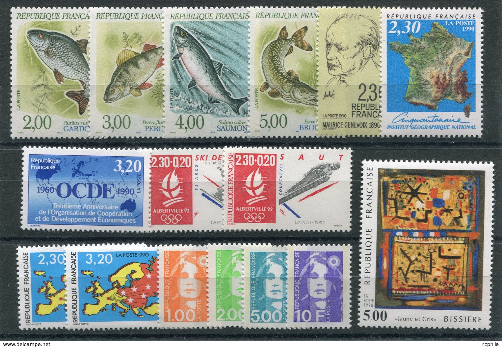 RC 18224 FRANCE 1990 LOT DE TIMBRES FACIALE 54,90FRS = 8,36€ NEUFS ** - Ungebraucht