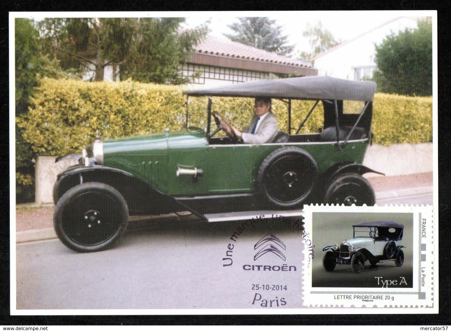 FRANCE Carte Maximum Timbre Collector Voitures CITROËN Type A 1919/1921 Oblitération Illustrée Chevrons CITROËN PARIS - Autos