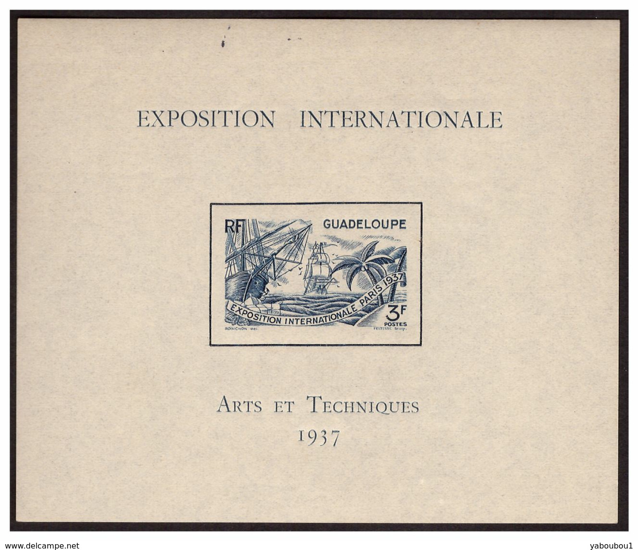 Bloc Exposition Internationale PARIS 1937   GUADELOUPE - Other & Unclassified