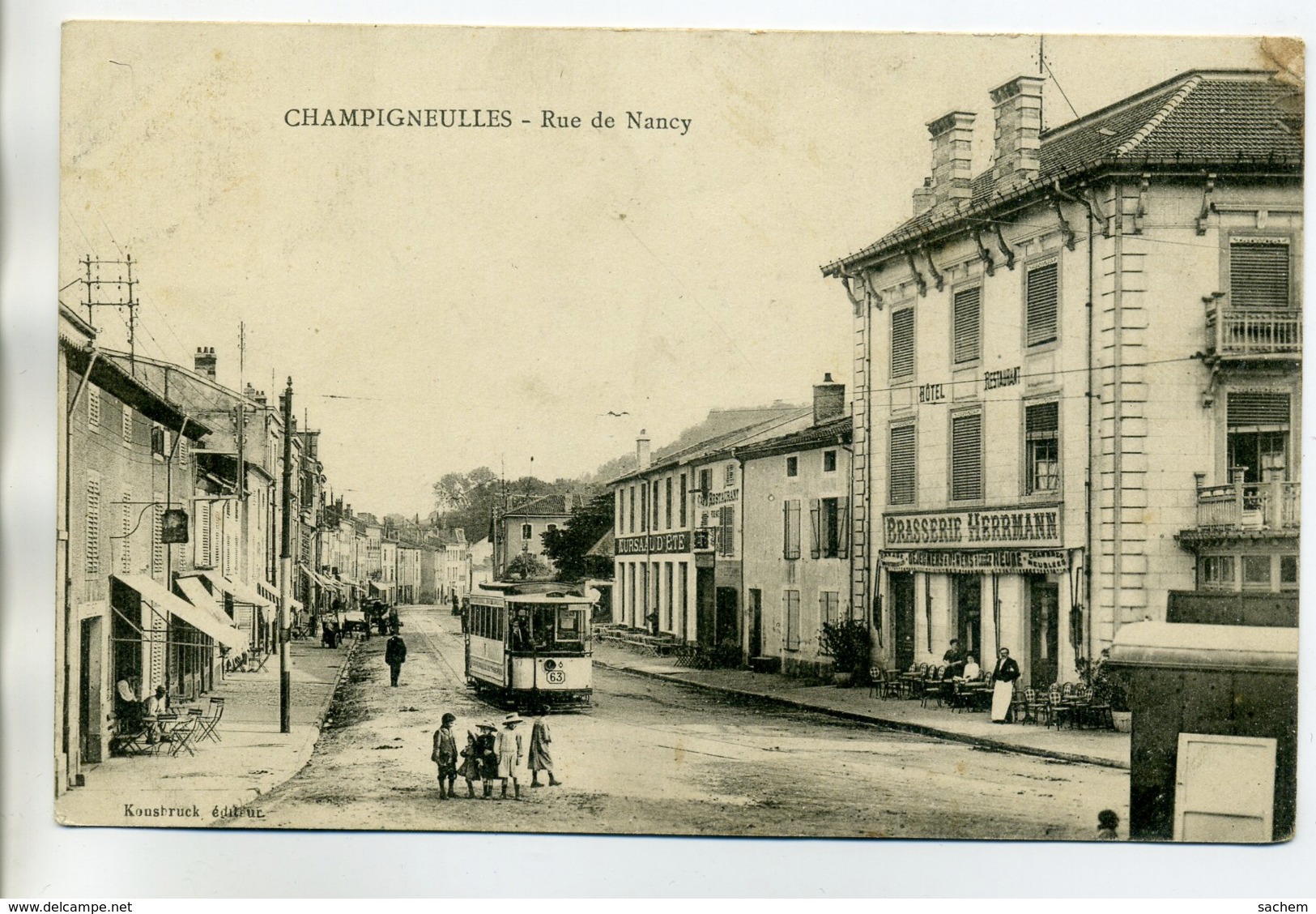 54 CHAMPIGNEULLES  Commerce BRasserie HERMANN Rue De Nancy TRamway écrite Par Militaire 1914 CACHET    /D04-2017 - Altri & Non Classificati