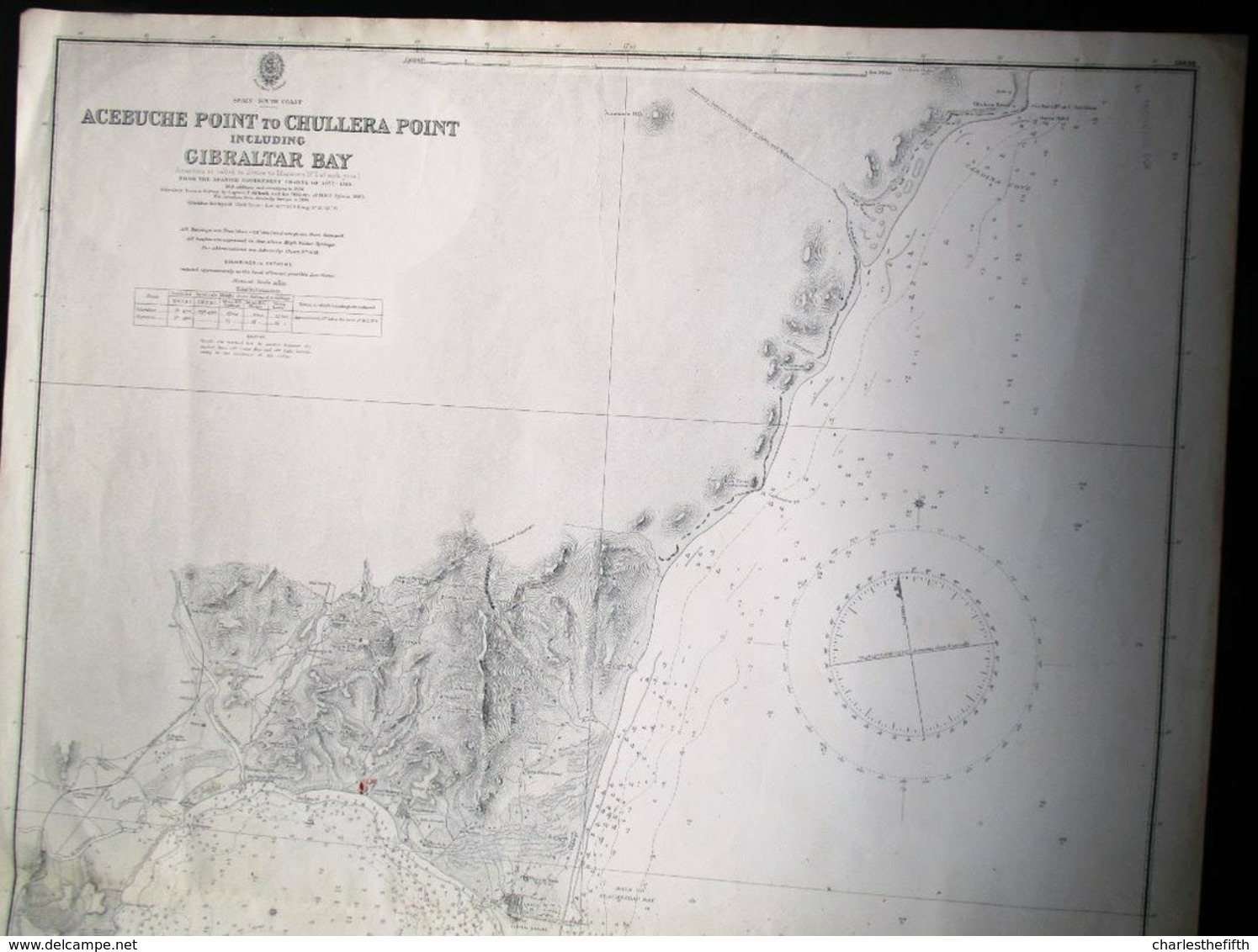 LARGE CHART ** GIBRALTAR FROM A SURVEY BY CAPTAIN P. ALDRICH AND OFFICERS OF H.M.S. SYLVIA 1885 ** With Corrections - Seekarten