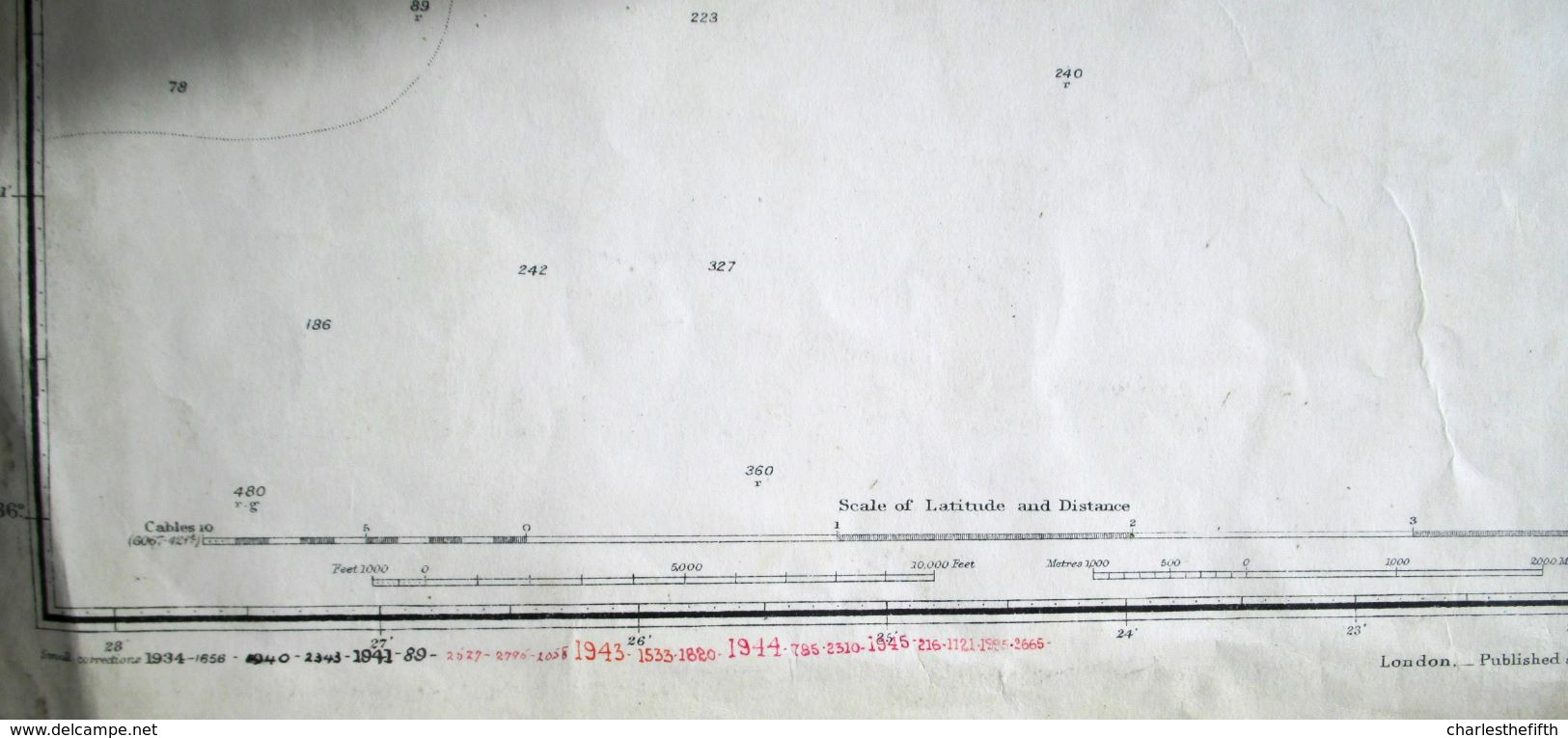 LARGE CHART ** GIBRALTAR FROM A SURVEY BY CAPTAIN P. ALDRICH AND OFFICERS OF H.M.S. SYLVIA 1885 ** With Corrections - Cartas Náuticas