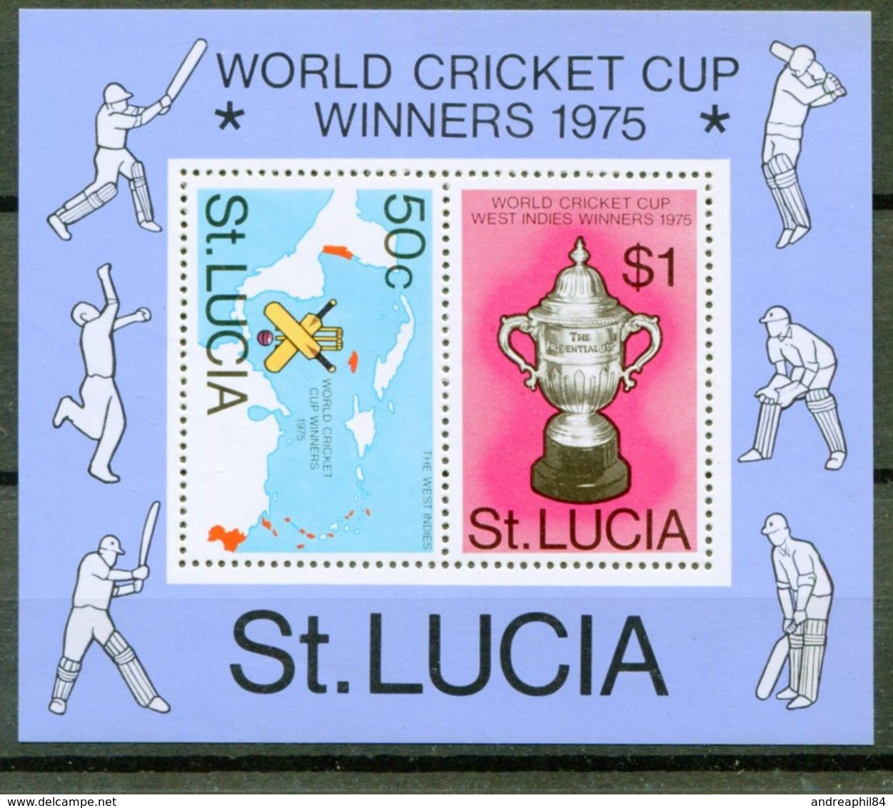 St. Lucia 1976 Bf 8 Cricket Mnh - St.Lucia (1979-...)