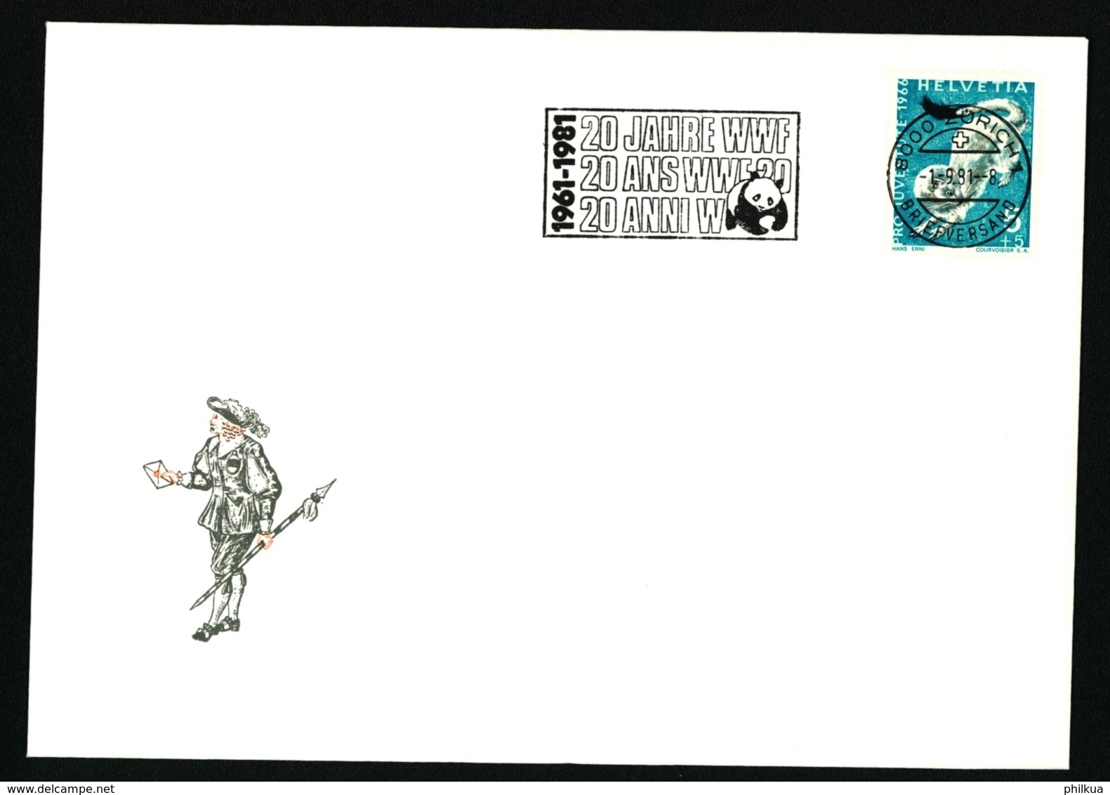 Pro Juventute 215 Auf Brief Mit Flaggenstempel 4.2.192 ET - 1961-1981 20 Jahre WWF 20 Ans WWF 20 Anni WWF - Postmark Collection