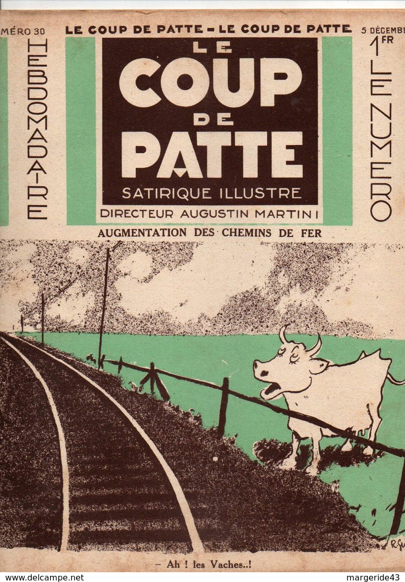 LE COUP DE PATTE JOURNAL SATIRIQUE ILLUSTRE N°30 DECEMBRE 1931 - Politics