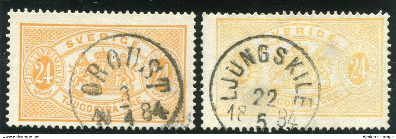 SWEDEN 1881 Official 24 Öre Perforated 13 In Orange And Yellow Shades, Used.  Michel 8Ba+b - Officials