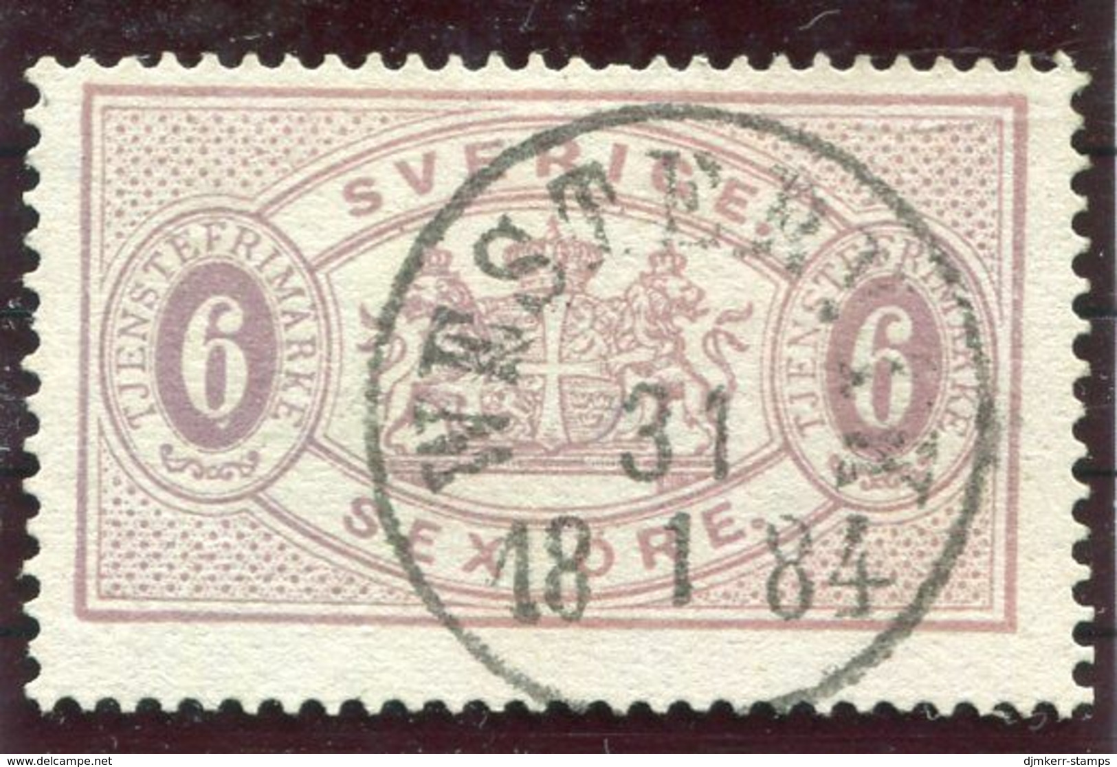 SWEDEN 1881 Official 6 Öre Red-lilac Perforated 13, Used.  Michel 4Bb - Dienstzegels
