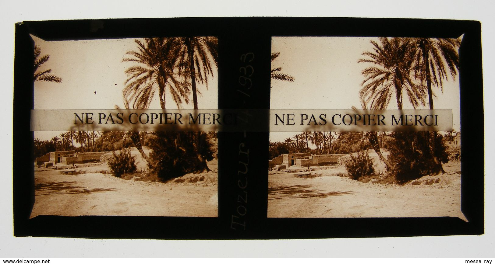 TUNISIE TOZEUR 1933 Une Rue Bâtiment à Identifier PHOTO PLAQUE DE VERRE Stéréo Cliché Amateur - Diapositiva Su Vetro