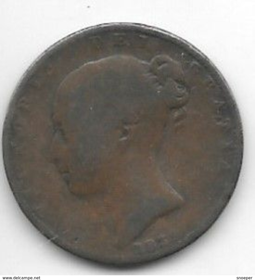 *great Britain 1 Farthing   1839 Km 725   Fr - B. 1 Farthing