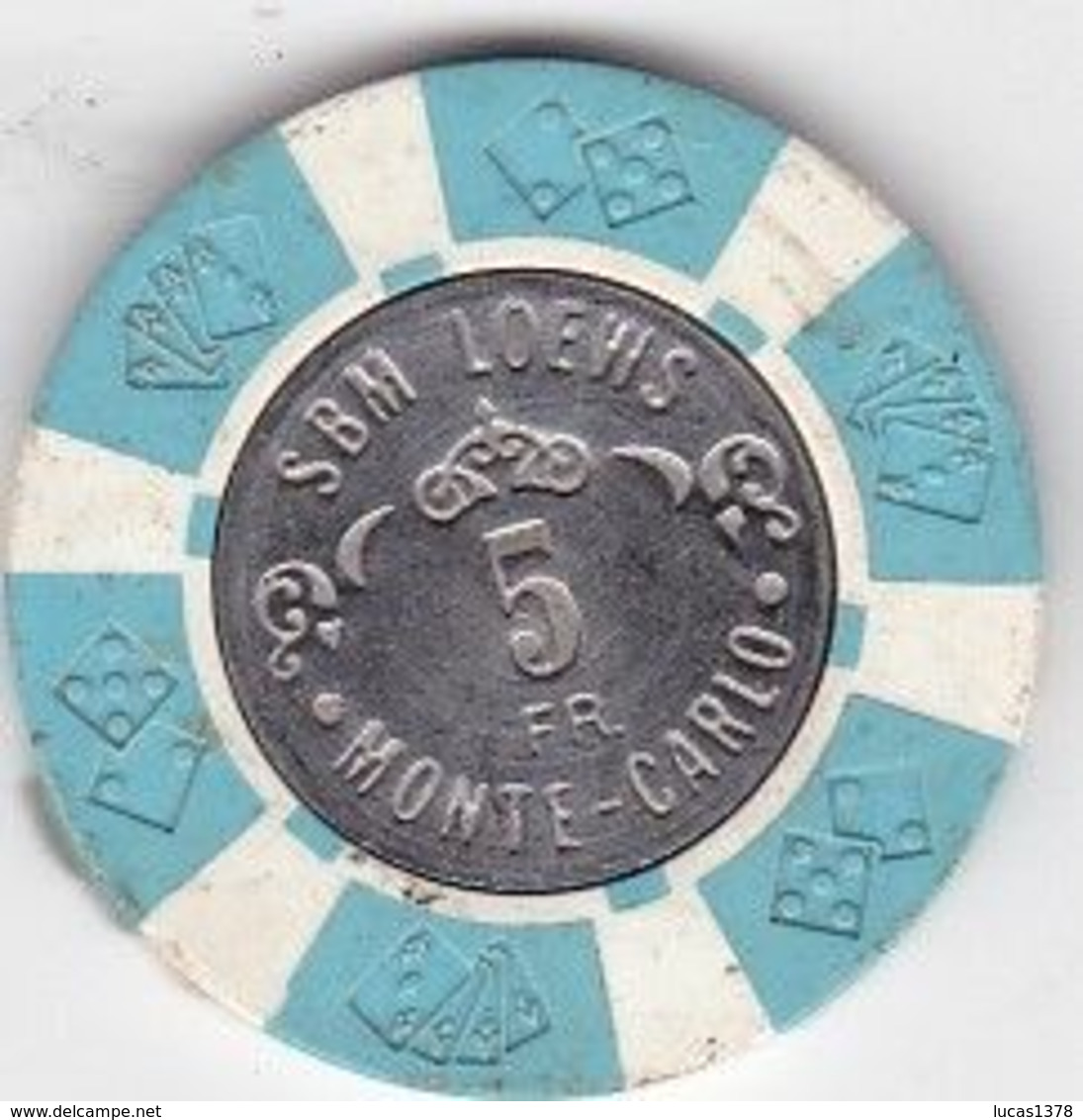 ANCIEN ET RARE JETON  5 FRANCS / CASINO DE MONTE CARLO SBM LOEWS / METAL ET BAKELITE - Casino