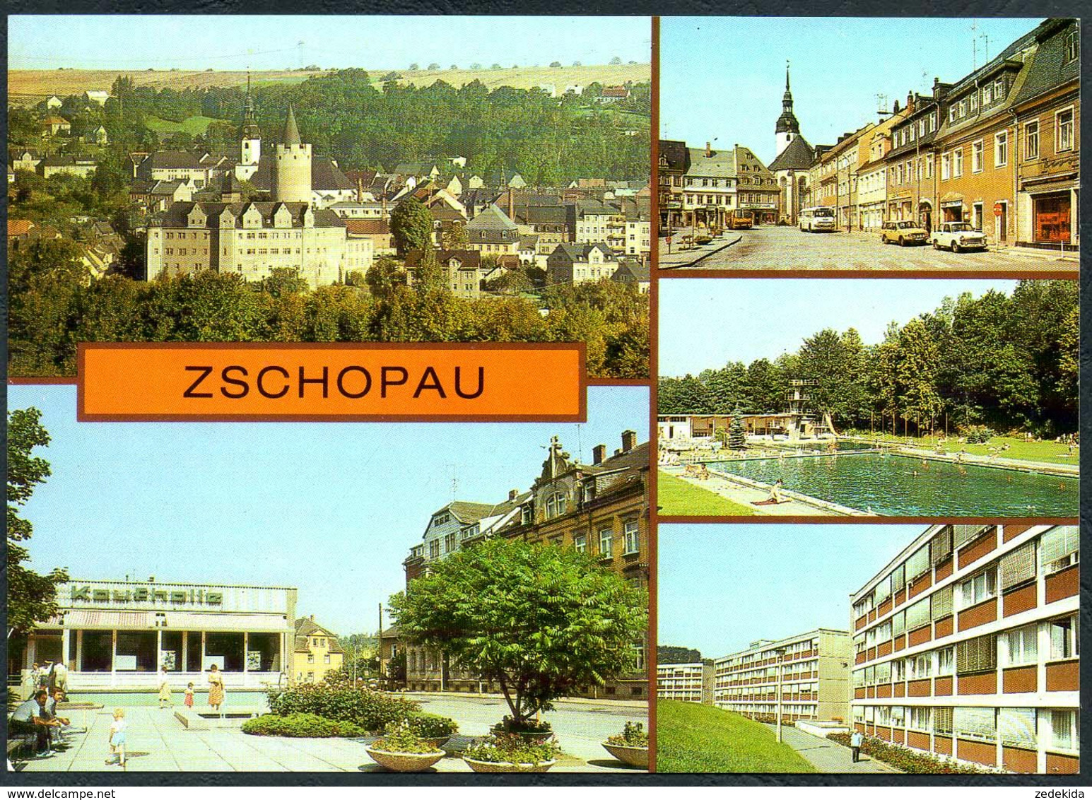 D9414 - TOP Zschopau Kaufhalle Freibad  Ikarus Omnibus - Bild Und Heimat Reichenbach - Zschopau