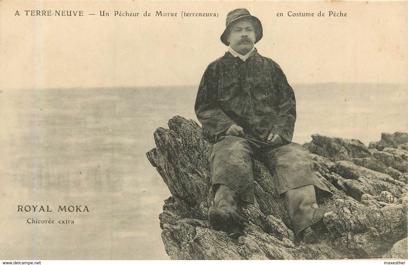 SAINT PIERRE Et MIQUELON Un Pêcheur Terreneuva De Morue - Carte Publicitaire Royal Moka - San Pedro Y Miquelón