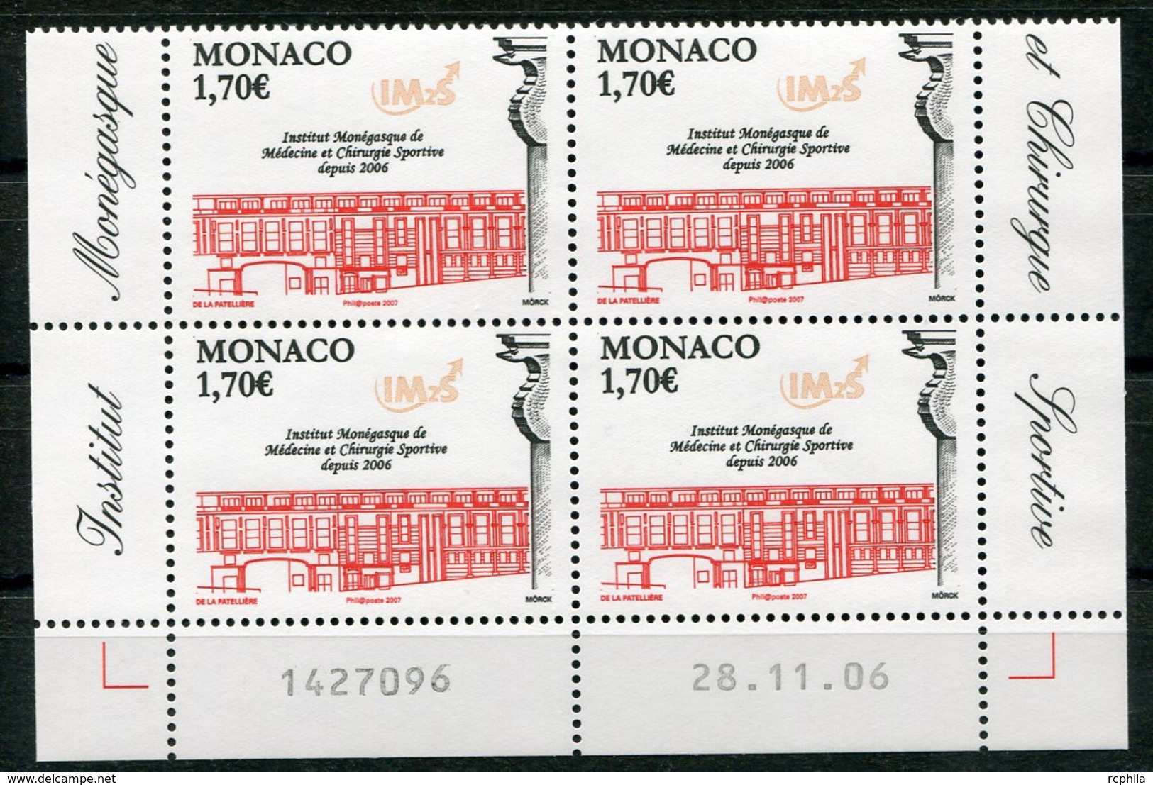 RC 18295 MONACO N° 2582 INSTITUE DE MEDECINE ET CHIRURGIE SPORTIVE BLOC DE 4 COIN DATÉ NEUF ** TB - Unused Stamps