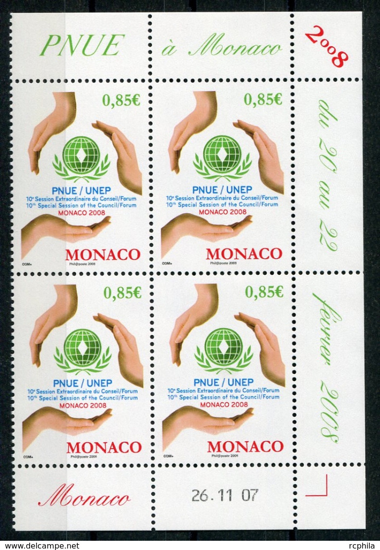 RC 18309 MONACO N° 2604 NATIONS UNIES POUR L'ENVIRONNEMENT BLOC DE 4 COIN DATÉ NEUF ** TB - Unused Stamps