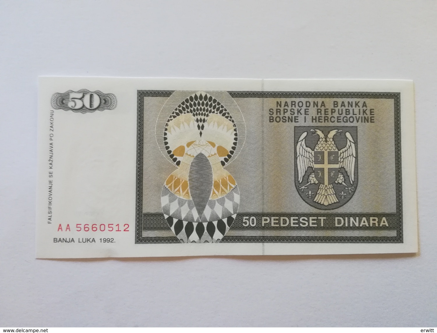 BOSNIA ERZEGOVINA 50 DINARI 1992 - Bosnia Erzegovina