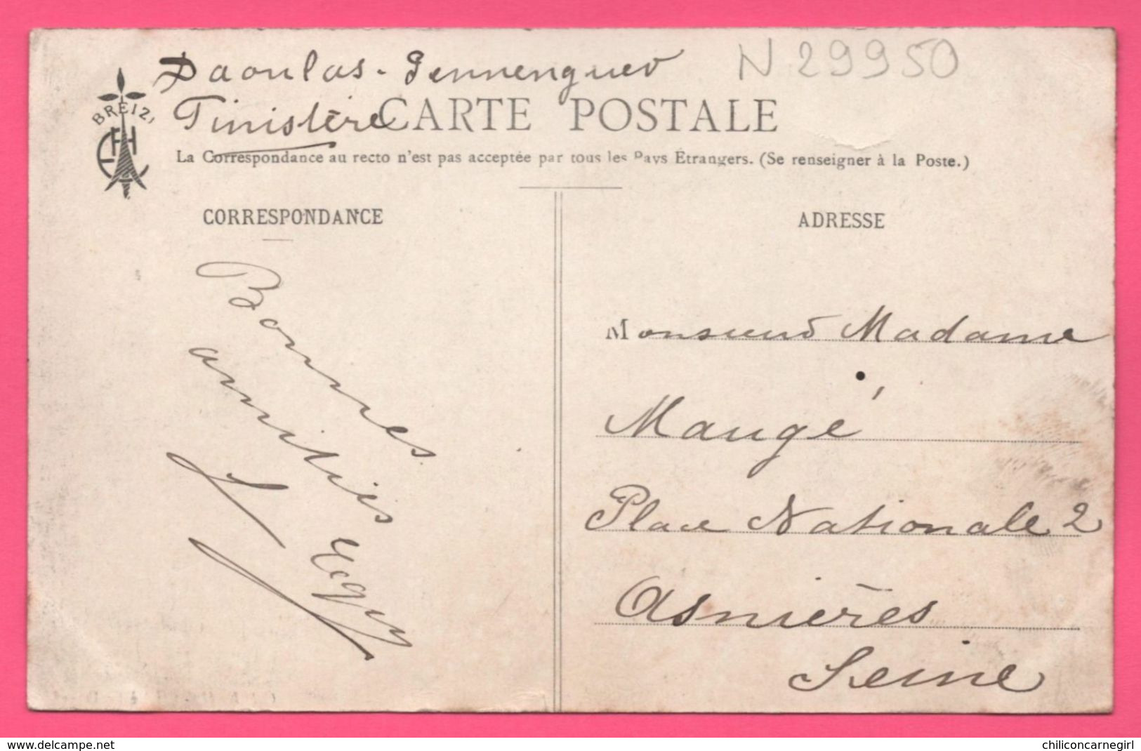 Daoulas - Route De Plougastel - Animée - Enfants - Cycliste - Collection E.H. - Cliché LE DOARE - 1910 - Daoulas