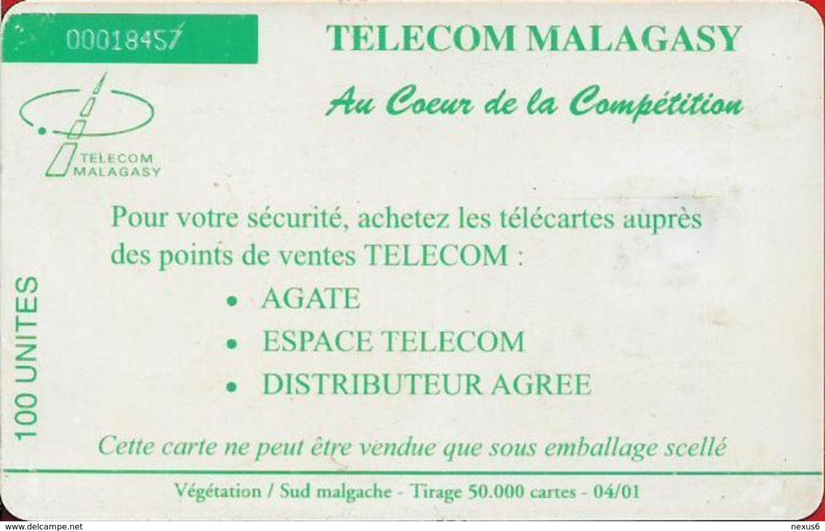 Madagascar - Telecom Malagasy - View Of Madagascar - 100U, 04.2001, 50.000ex, Used - Madagascar