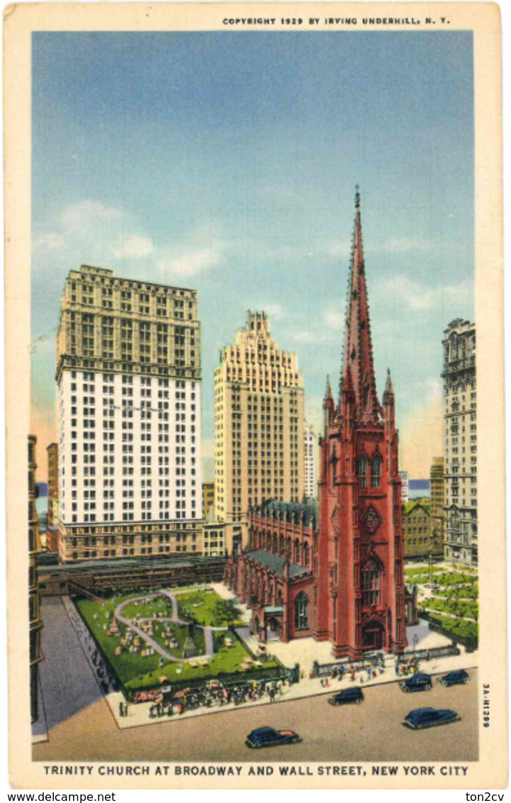 Post Card New York. The Union News. Trinity Church At Brodway And Wall Street. - Broadway