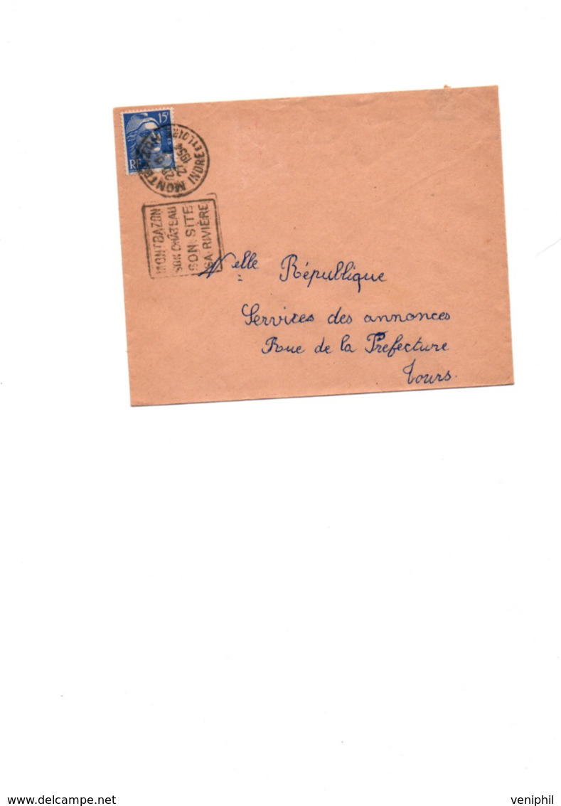 LETTRE OBLITERATION DAGUIN- MONTBAZON -SON CHATEAU SON SITE SA RIVIERE -INDRE ET LOIRE -1954 - Oblitérations Mécaniques (Autres)