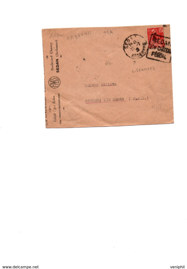 LETTRE OBLITERATION DAGUIN- RIVIERE -I SEDAN SON CHATEAU FEODAL -ARDENNES 1931 - Maschinenstempel (Sonstige)