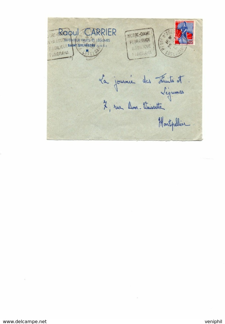 LETTRE OBLITERATION DAGUIN-  NOTRE DAME PEYRAGUDE BASILIQUE PANORAMA -LOT ET GARONNE -1960 - Mechanical Postmarks (Other)