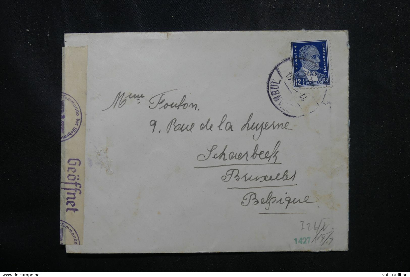 TURQUIE - Enveloppe De Istanbul Pour La Belgique En 1940 Avec Contrôle Postal Allemand - L 68954 - Cartas & Documentos