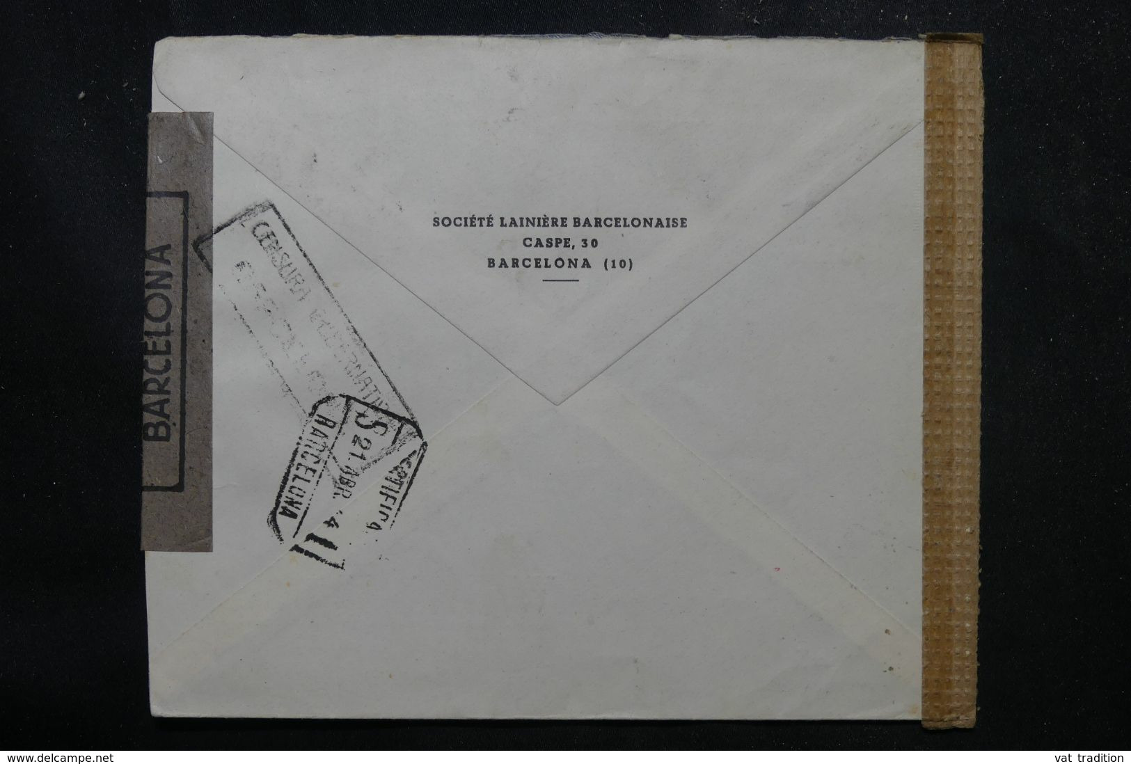 ESPAGNE - Enveloppe Commerciale En Recommandé De Barcelone Pour La Belgique En 1944 Avec Contrôles - L 68957 - Marques De Censures Nationalistes