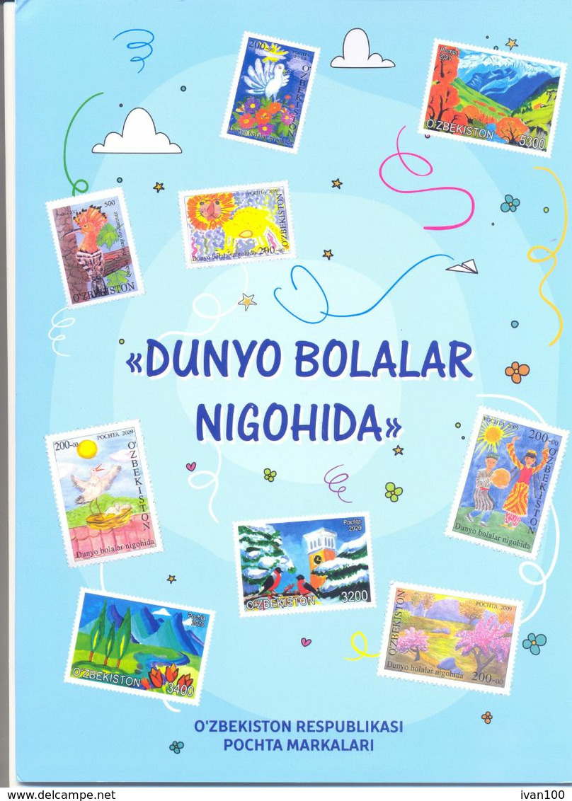 2009,2011,2014,2020. Uzbekistan, Children's Drawings, 4 Sets In The Presentation Pack, Mint/** - Ouzbékistan