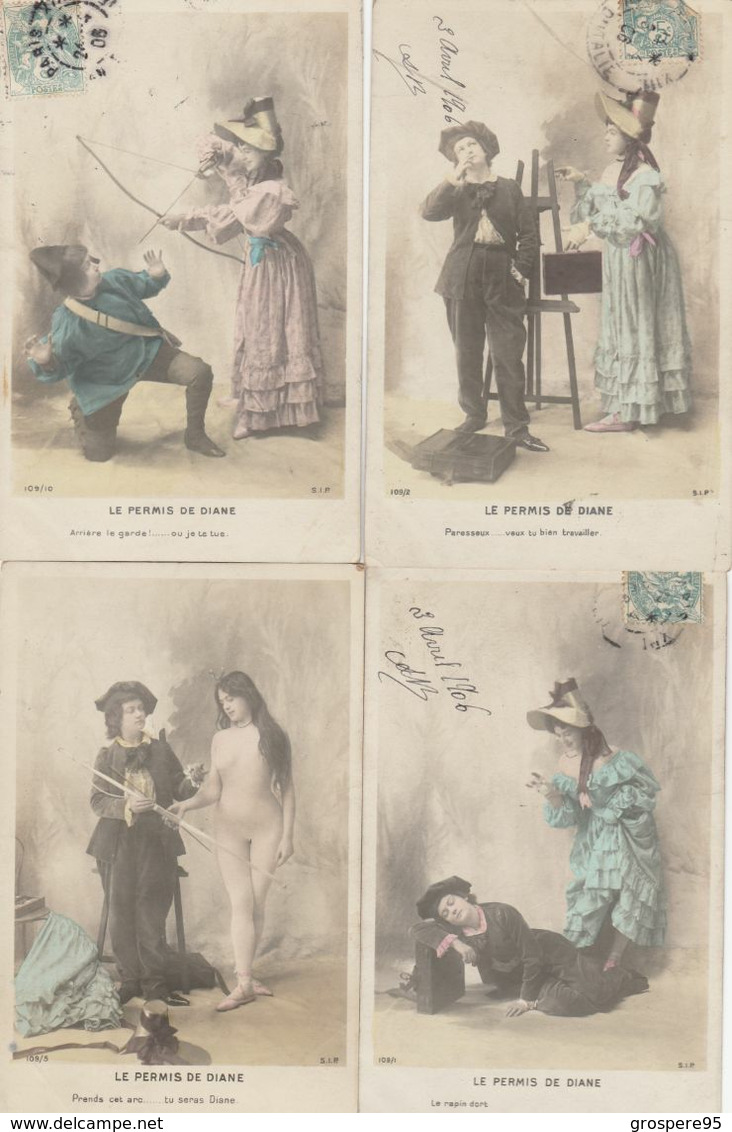 LE PERMIS DE DIANE FEMME NUE ...SERIE S.I.P N°109 LOT 6 CARTES PRECURSEUR RARES - Women