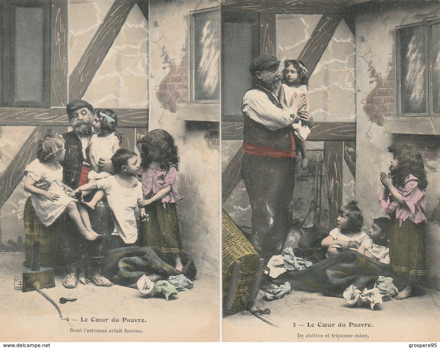 LE COEUR DU PAUVRE  N°3 ET 4 TRES BELLES CARTES RARES - Groupes D'enfants & Familles