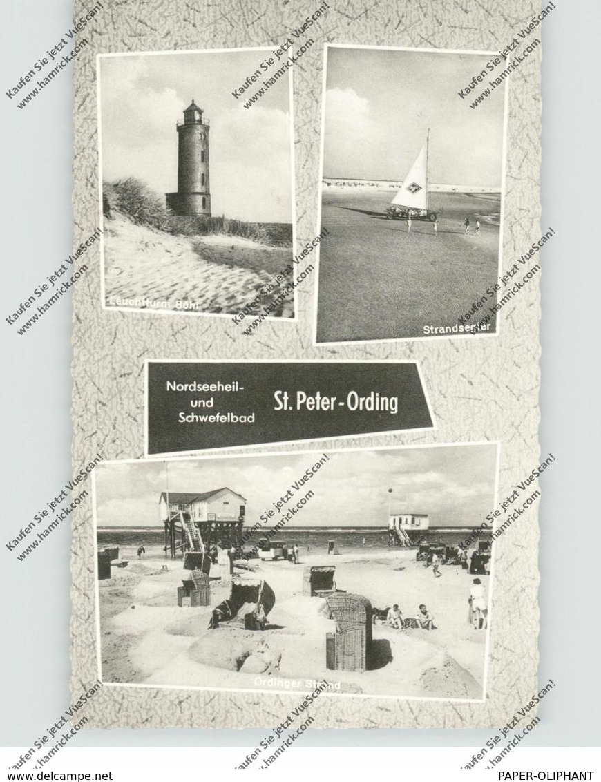 2252 ST. PETER - ORDING, Leuchtturm Böhl, Strandsegler, Ordinger Strand - St. Peter-Ording