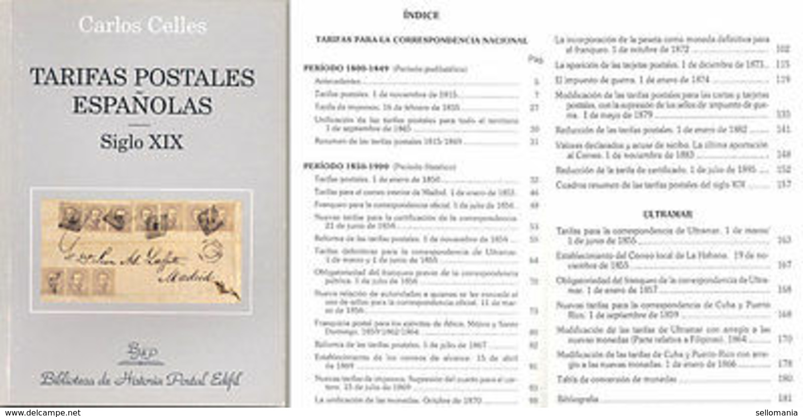 TARIFAS POSTALES ESPAÑOLAS SIGLO XIX BIBLIOTECA HISTORIA POSTAL EDIFIL C CELLES - Autres & Non Classés