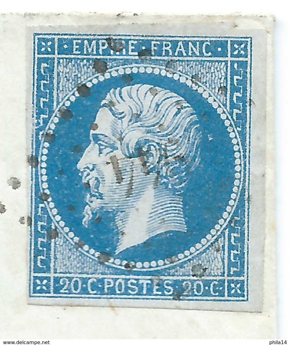 N° 14 BLEU NAPOLEON SUR LETTRE / LE CONQUET POUR ROUEN / 8 JANV 1859 - 1849-1876: Klassik