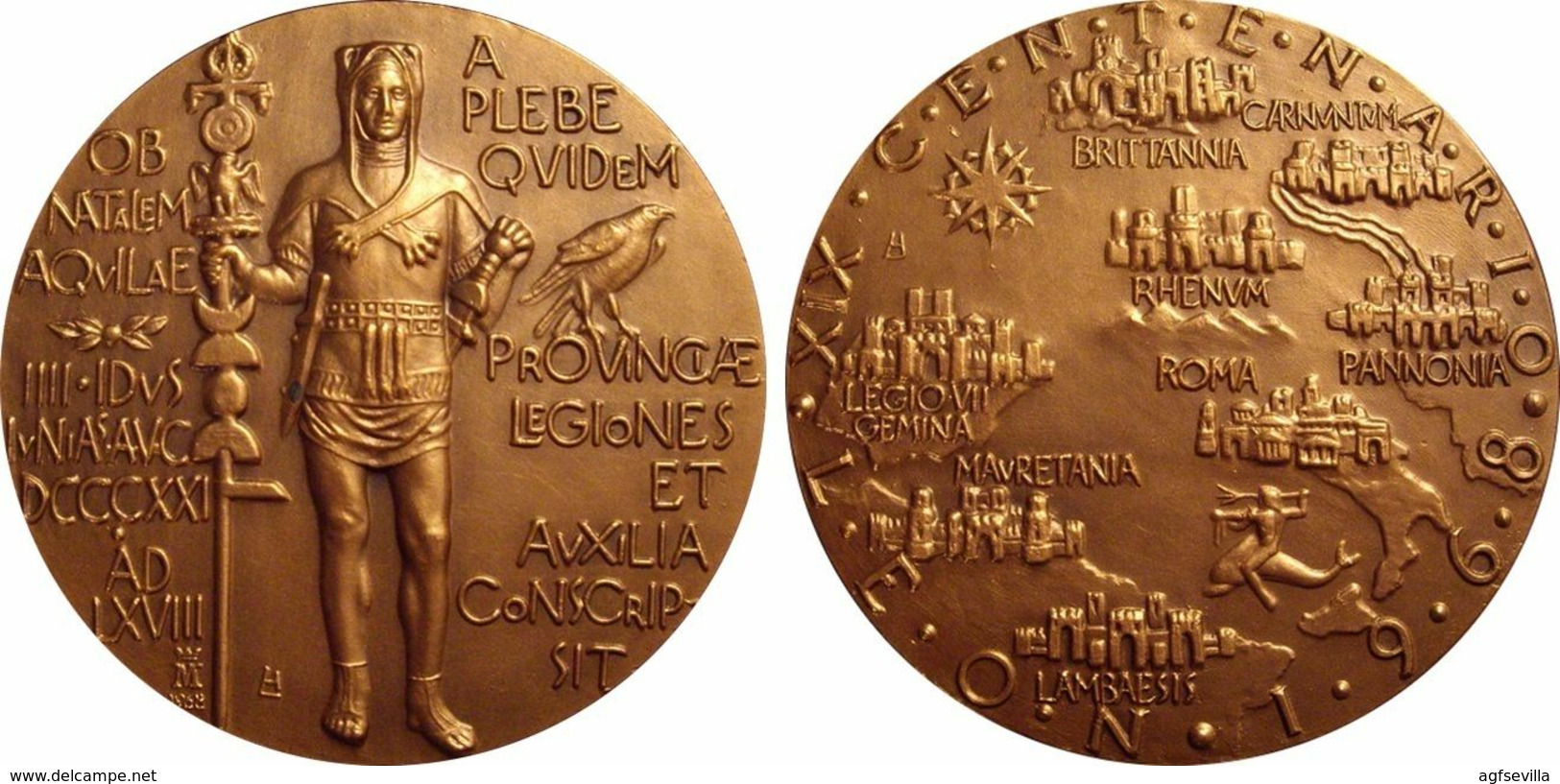 ESPAÑA. MEDALLA FNMT. XIX CENTENARIO LEGIÓN VII. LEÓN, 1.968, BRONCE. ESPAGNE. SPAIN MEDAL - Profesionales/De Sociedad