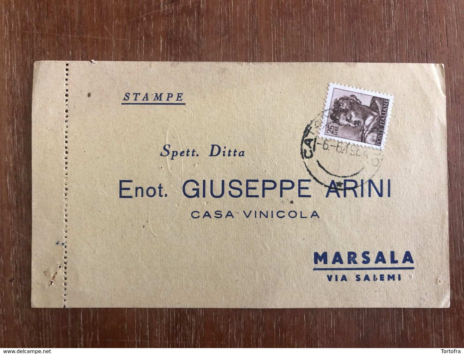 MARSALA (TRAPANI) DITTA ENOT. GIUSEPPE ARINI CASA VINICOLA  1964   VINI  UVA - Marsala