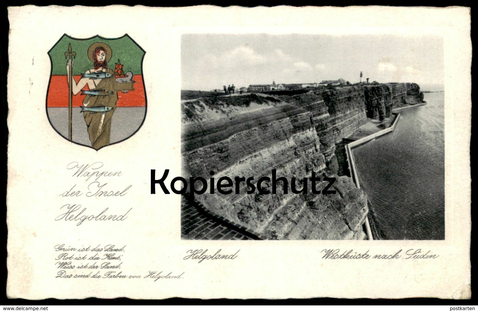 ALTE POSTKARTE WAPPEN DER INSEL HELGOLAND FELDPOST 1940 WESTKÜSTE NACH SÜDEN Cpa Postcard Ansichtskarte AK - Helgoland