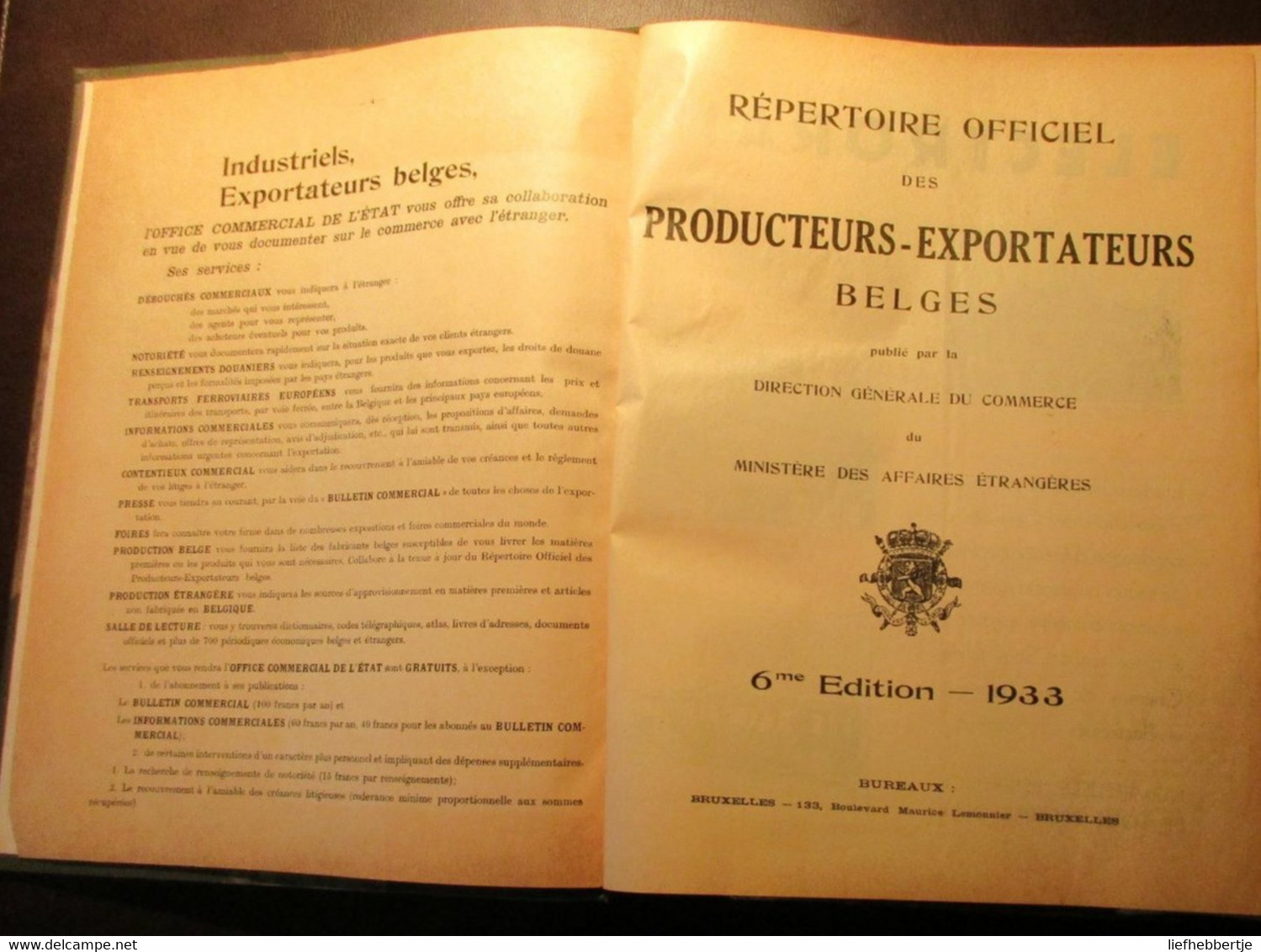 Répertoire Officiel Des Producteurs - Exportateurs Belges - Adresboek - Repertorium - Handelszaken  Congo - Zaïre - 1933 - Geschichte