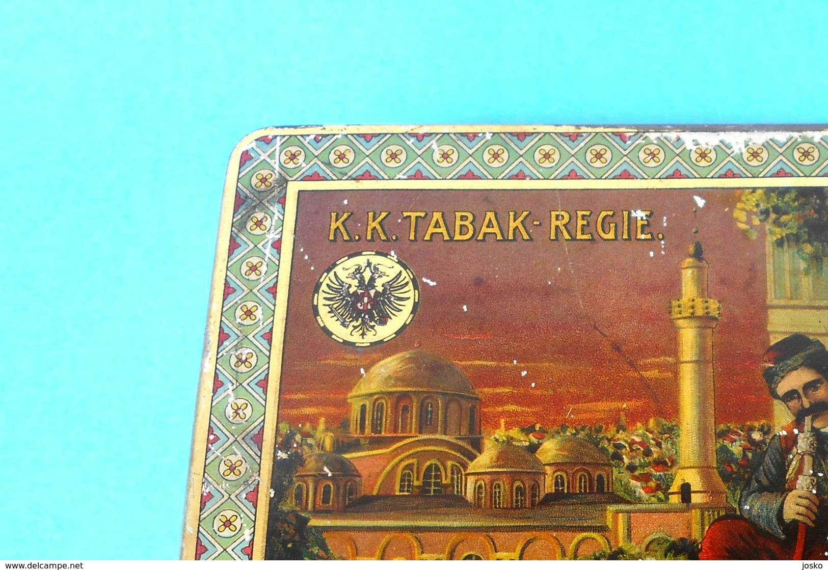 K.K. TABAK REGIE - SUPERFEIN TURKISCHER RAUCHTABAK Austria Vintage Tin Box LARGE SIZE Cigarettes Cigarette Tobacco Tabac - Boites à Tabac Vides